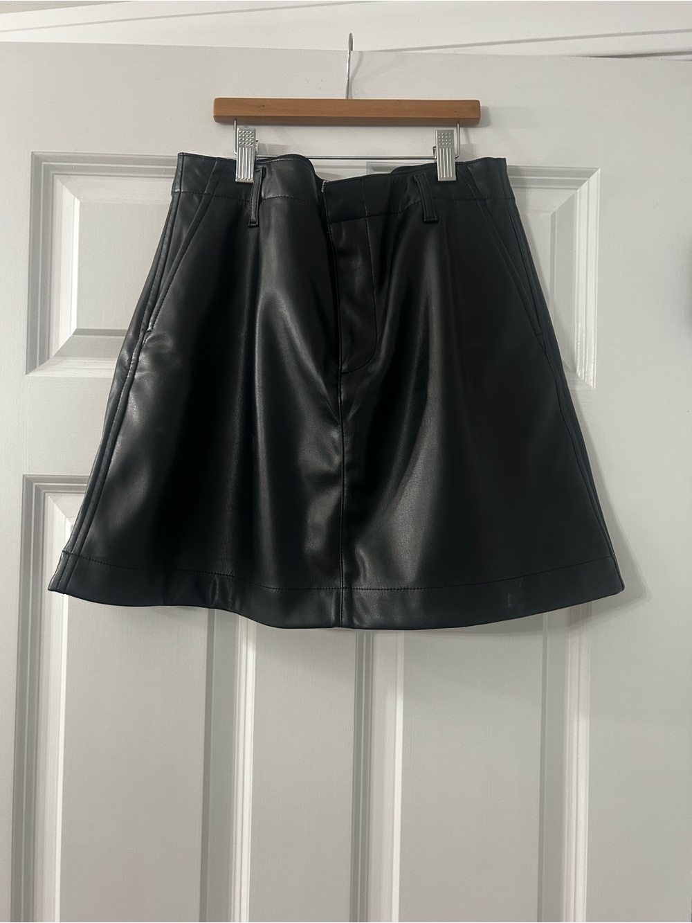 GAP Black Faux Leather A-Line Skirt